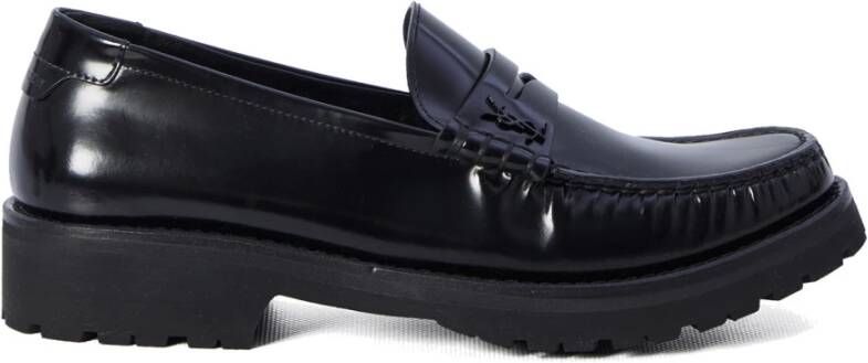 Saint Laurent Zwarte leren loafers Black Dames