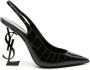 Saint Laurent Zwarte Leren Pumps met Puntige Neus Black Dames - Thumbnail 1