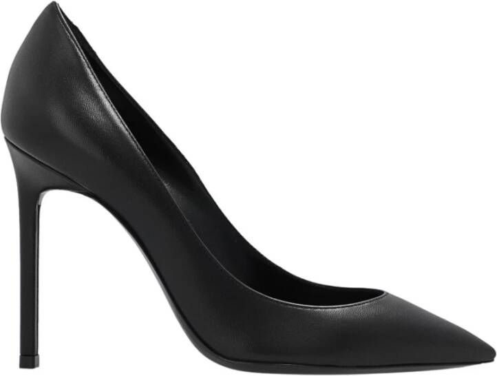 Saint Laurent Zwarte Leren Pumps met Puntige Neus Zwart Dames