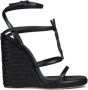 Saint Laurent Zwarte Leren Sleehak Espadrilles Black Dames - Thumbnail 1