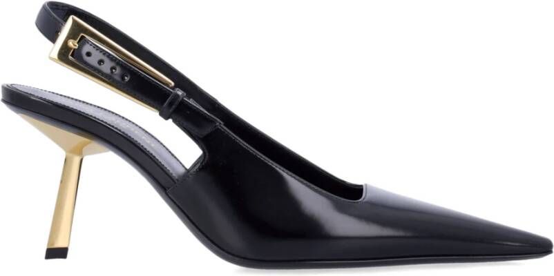 Saint Laurent Zwarte Leren Slingback Pumps Black Dames