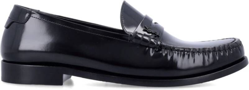 Saint Laurent Zwarte Monogram Penny Loafer Black Dames