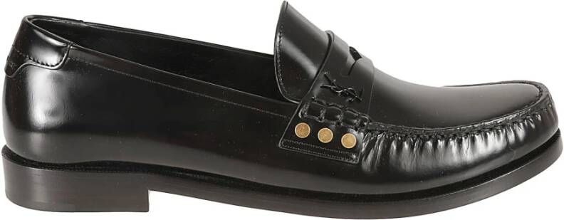 Saint Laurent Zwarte platte loafer moc schoenen Black Heren