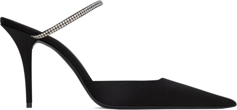 Saint Laurent Zwarte Sandalen met Strass en 9cm Hak Black Dames