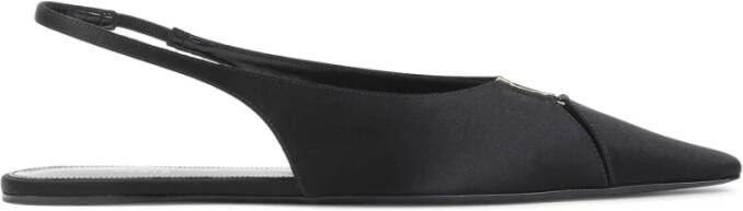 Saint Laurent Zwarte Satijnen en Nappaleren Sandalen Black Dames