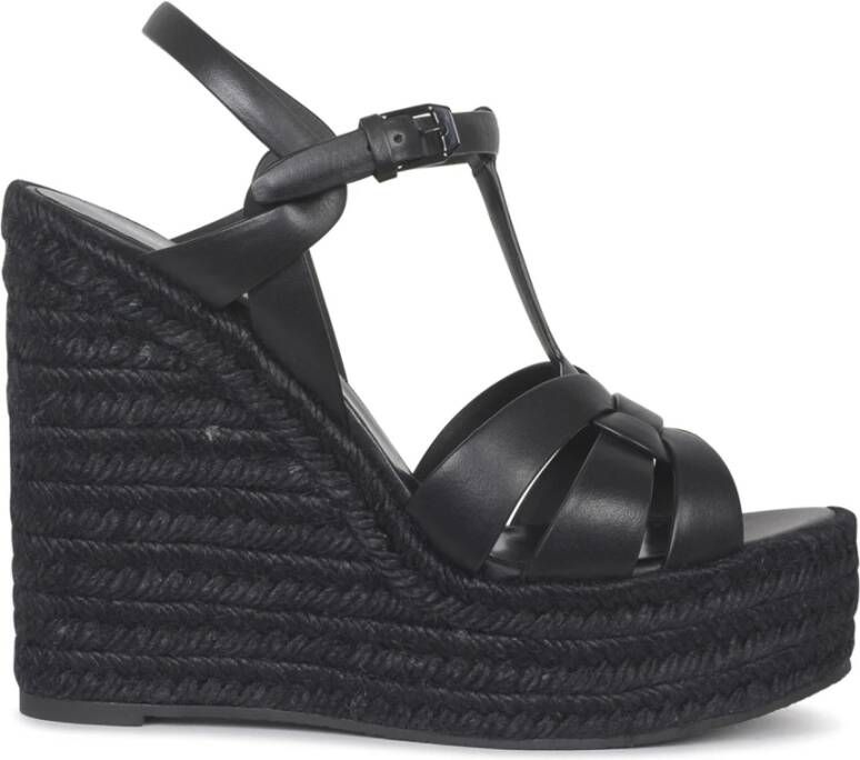 Saint Laurent Zwarte Sleehak Sandalen Elegant Ontwerp Black Dames