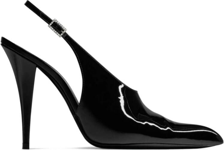 Saint Laurent Zwarte Slingback Pumps van Lakleer Black Dames