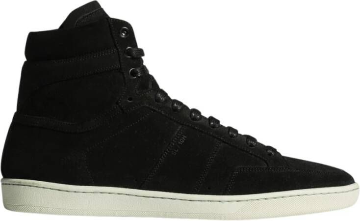 Saint Laurent Zwarte Suède High Top Sneakers Black Heren