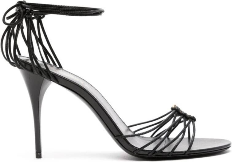 Saint Laurent Zwarte Vetersandalen Black Dames