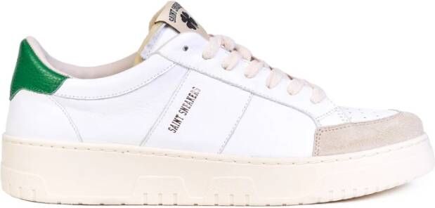 Saint Sneakers Witte Leren Sneakers met Contrastkleurige Band White Heren