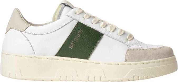 Saint Sneakers Wit Groen Leren Sneakers White Heren