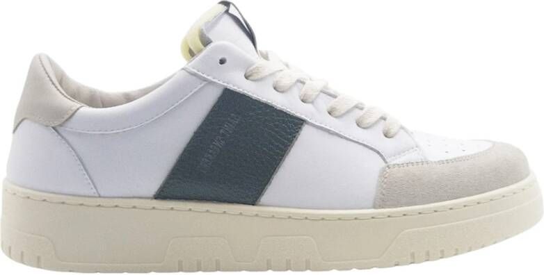 Saint Sneakers Witte Leren Sneakers Groene Streep White Heren