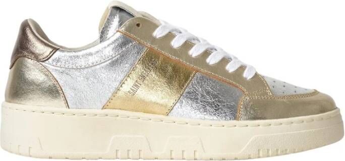 Saint Sneakers Zilveren Leren Sneakers met Gouden Detail Multicolor Heren