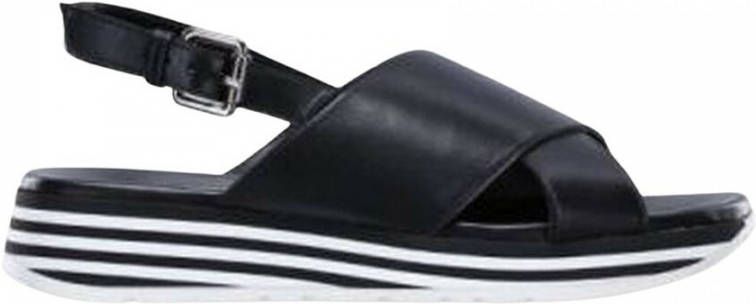 Salamander Zwarte platte sandalen voor vrouwen Black Dames