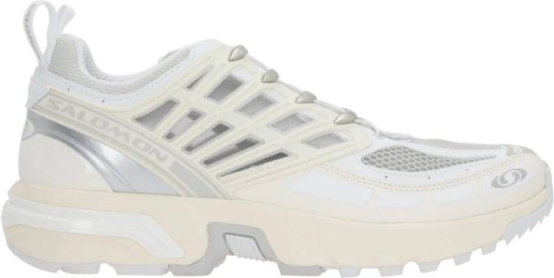 Salomon Lichtgrijze en witte lage sneakers White Heren