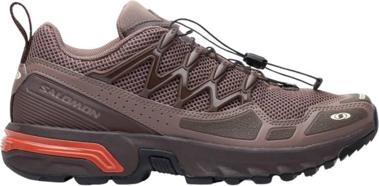 Salomon Mesh Panel Sneakers Lace-Up Logo Debossed Brown Heren