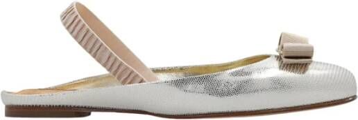 Salvatore Ferragamo Varina Slingback Ballerinas in Platino Base Bianca Biscotto Grijs Dames