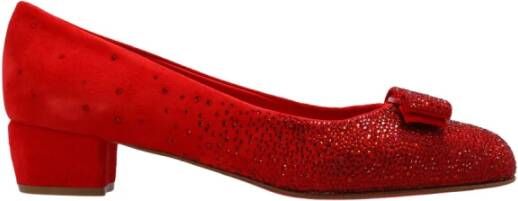 Salvatore Ferragamo Rode Crystal Vara-Bow Pumps Rood Dames