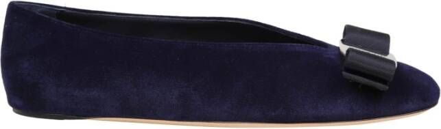 Salvatore Ferragamo Blauwe Velvet Ballerina Elegante Vanna Stijl Blue Dames