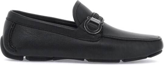 Salvatore Ferragamo Bourgondisch Leren Drivers met Gancini Detail Black Heren