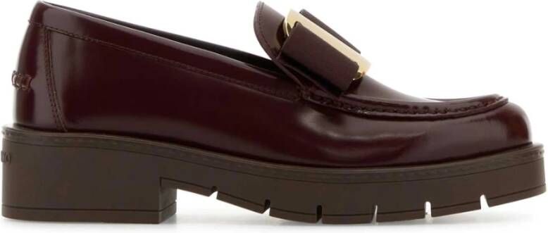 Salvatore Ferragamo Bourgondische Leren Loafers Red Dames