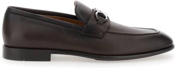 Salvatore Ferragamo Bruin Leren Loafers Slip-on Stijl Brown Heren