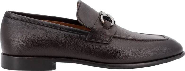 Salvatore Ferragamo Bruine leren loafers amandel teen Brown Heren