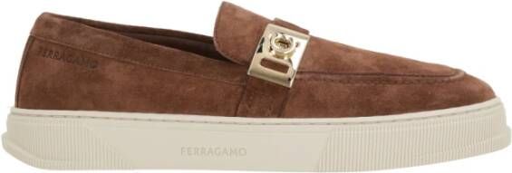 Salvatore Ferragamo Bruine Suède Gesp Loafers Brown Heren