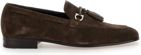 Salvatore Ferragamo Bruine Suède Loafers met Gancini Detail Brown Heren