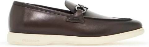 Salvatore Ferragamo Casual Gancini Loafers met Titanium Klem Brown Heren