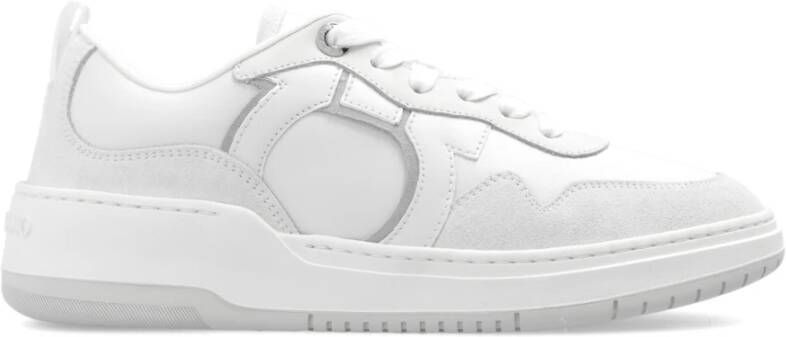 Salvatore Ferragamo Witte Sneakers met Gancini Print Logo White Dames