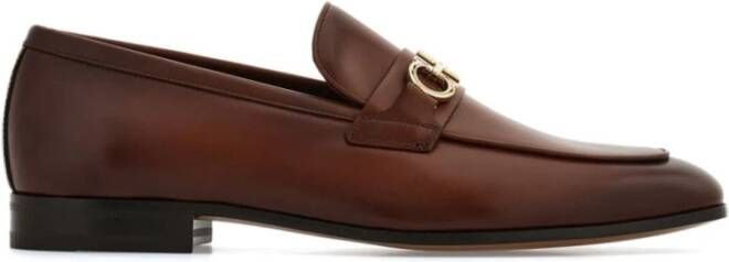 Salvatore Ferragamo Donkerbruine leren mocassins Brown Heren