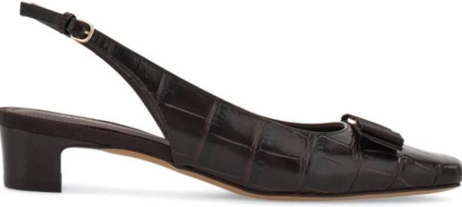 Salvatore Ferragamo Donkerbruine Slingback Sandalen Black Dames