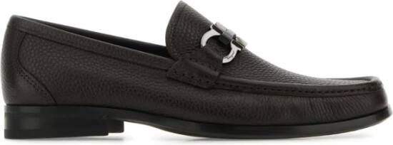 Salvatore Ferragamo Elegante Grandioso Leren Loafers Brown Heren