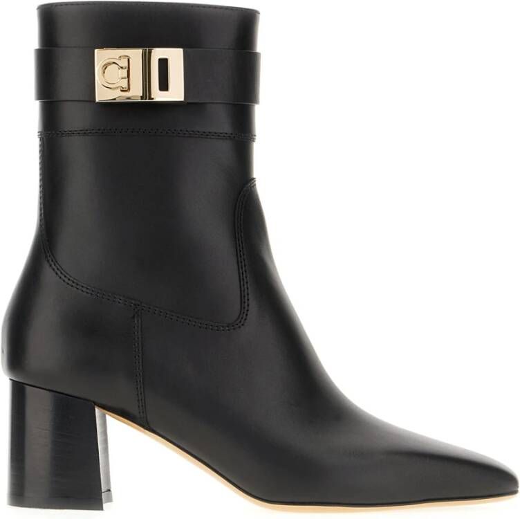 Salvatore Ferragamo Elegante Leren Laarzen voor Vrouwen Black Dames