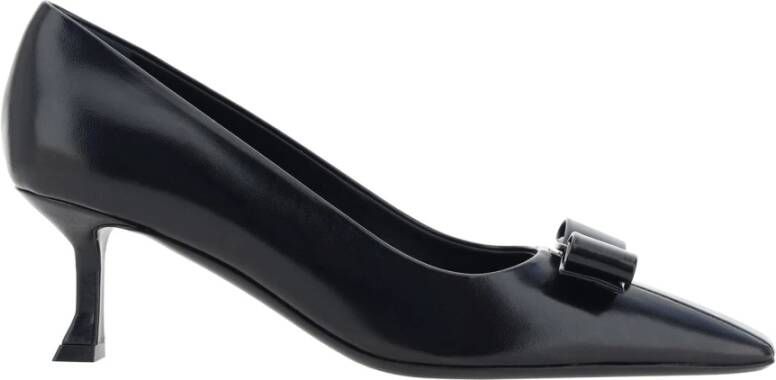 Salvatore Ferragamo Elegante Leren Strik Detail Pumps Black Dames