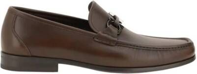 Salvatore Ferragamo Elegante Metalen Detail Loafers Brown Heren