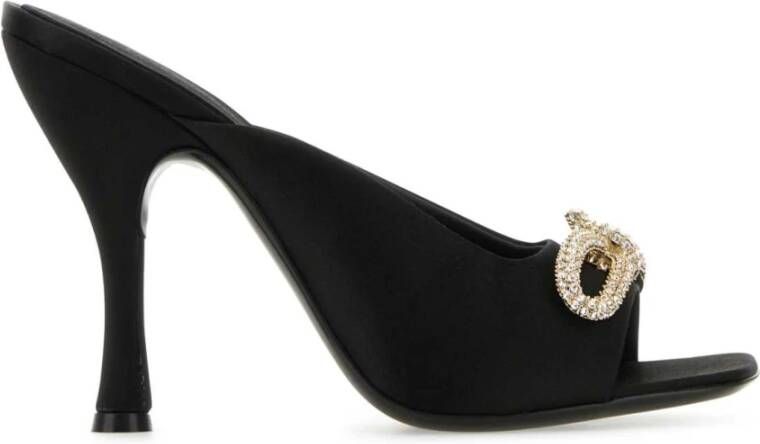 Salvatore Ferragamo Elegante Zwarte Satijnen Muiltjes Black Dames