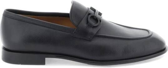 Salvatore Ferragamo Gancini Leren Loafers Black Heren