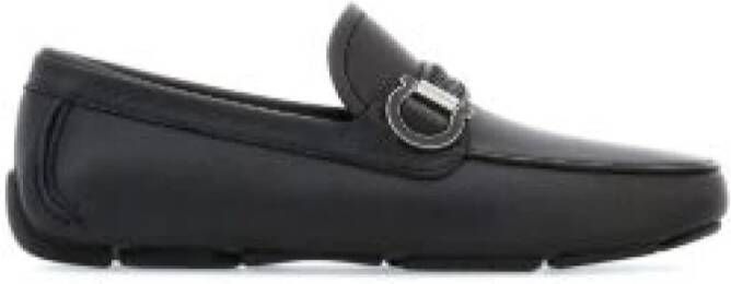 Salvatore Ferragamo Gancini Leren Loafers Black Heren