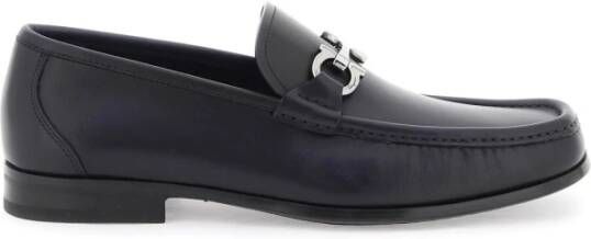 Salvatore Ferragamo Gancini Leren Loafers Blue Heren