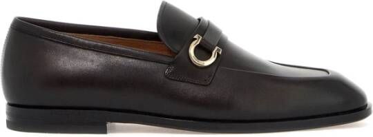 Salvatore Ferragamo Gancini Leren Loafers Brown Heren