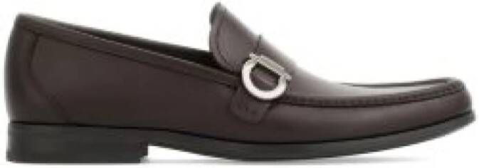 Salvatore Ferragamo Gancini Leren Loafers Brown Heren