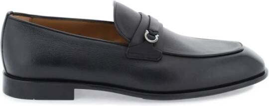 Salvatore Ferragamo Gancini Leren Mocassins Black Heren