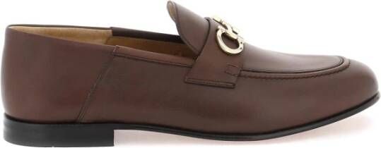 Salvatore Ferragamo Gancini Loafers met Gouden Detail Brown Heren