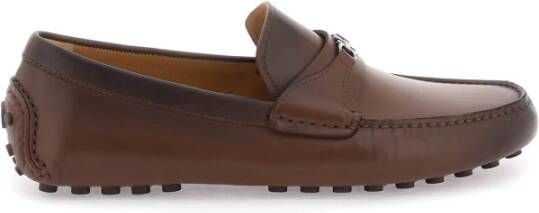 Salvatore Ferragamo Gancini Loafers van korrelig leer Brown Heren