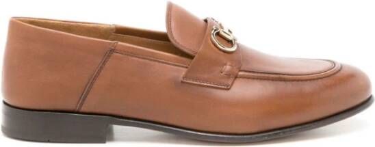 Salvatore Ferragamo Gancini Logo Leren Loafers Brown Dames