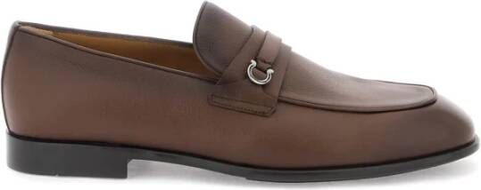 Salvatore Ferragamo Gancini Mocassins van korrelig leer Brown Heren