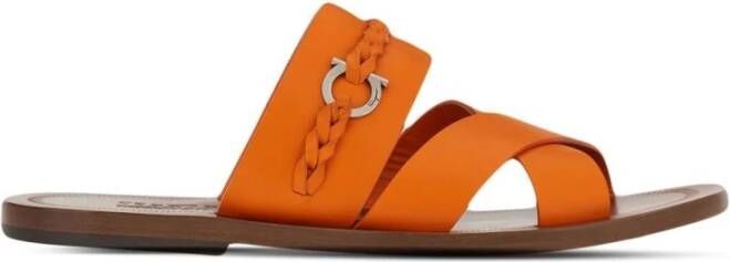 Salvatore Ferragamo Gancini Open Teen Sandalen Oranje Heren