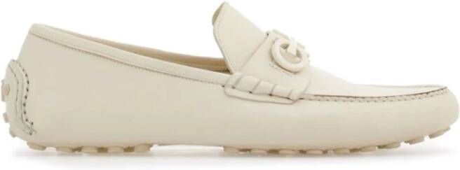 Salvatore Ferragamo Gancini Plaque Leren Loafers Room Beige Heren